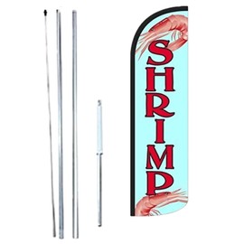 R and R Industries SHRIMP King Flag Sign With Complete Hybrid Pole set
