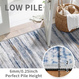 WIEVEDENS 2x3 Small Washable Area Rug: Non-Slip Indoor Door Mat for Entrance Doorway Kitchen Bedroom Living Room - Abstract Farmhouse Throw Rug for Modern Home Decor Navy Grey