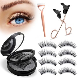 Magnetic Eyelashes, Light Weight Natural Look False Eyelashes with Applicator and Eyelash Comb, Reusable & No Glue Needed, 8 Count
