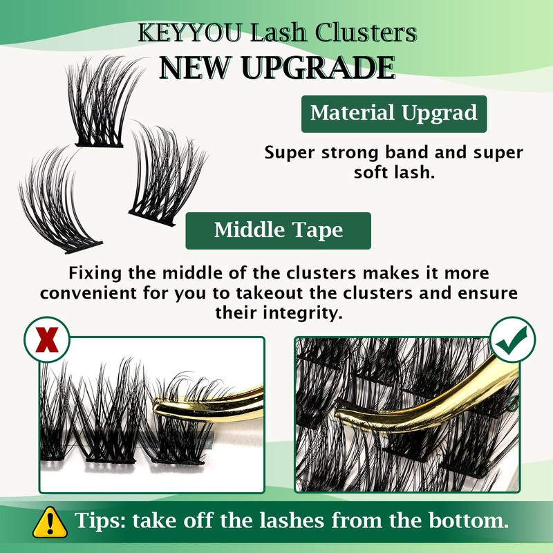 Lash Clusters 96pcs Individual Lashes Y08 D Curl 14mm Cluster