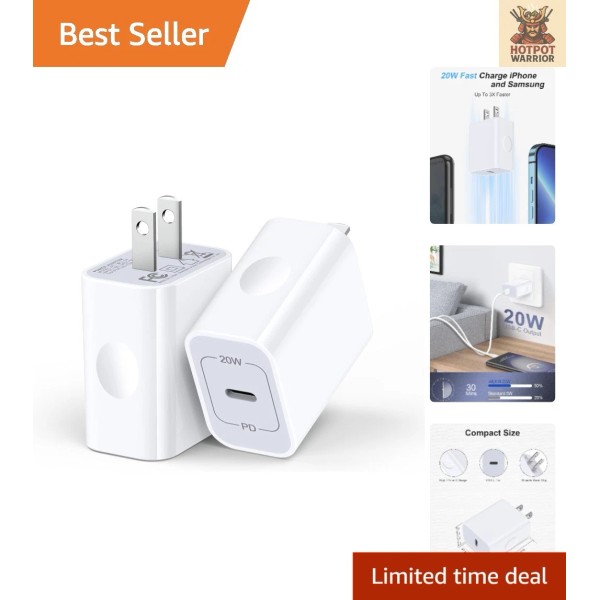 Unbranded Rapid Charging USB-C Power Adapter 20W - Dual Pack