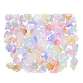 OHPHCALL 100pcs Glass Flower Beads for Diy Jewelry Making Bracelet Necklace and Earring Crafting Glossy Lightweight and Chic Decorative Beads