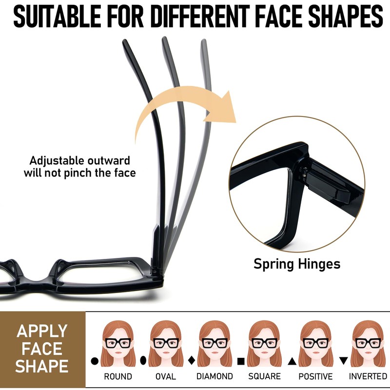 REAVEE 3 Pack Oversized Reading Glasses for Women Large Frame