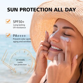 Korean Sunscreen, Hyaluronic Acid Watery Sun Gel SPF 50+ PA++++, SPF 50 Face Moisturiser with No White Cast, Waterproof Body & Face Sunscreen (2pcs)