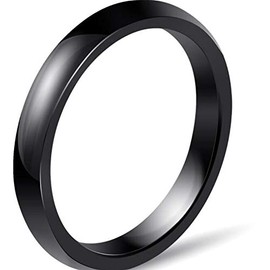 JUDE 3mm White Ceramic Plain Simple Classical Wedding Band Stackable Ring (Black, W)