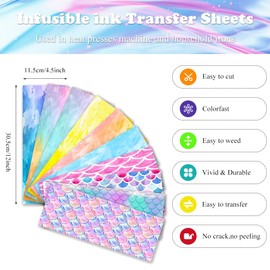 Infusible Transfer Ink Sheets for Cricut Joy 10 Colour Tie Dye Infusible Ink Film 11.5 x 30.5 cm Sublimation Paper Sublimation Ink Sheet for Heat Press Machine for DIY T-Shirt, Cup, Canvas Tote