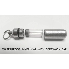 Brushed Silver Motorcycle Pocket STASH/Pill Holder on Swivel Keychain - Waterproof, Airtight