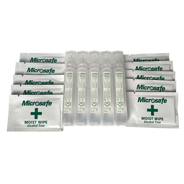 Sterile Eyewash Pods 5x20ml and x10 Individually Wrapped Alcohol Free Wipes