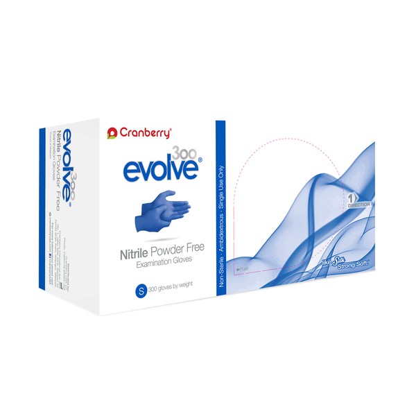 Cranberry Evolve Nitrile Powder Free Exam Gloves, 2.0 mil, Small, 300 Count