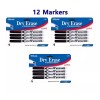 Bazic Fine Tip Dry Erase Whiteboard Black Marker 12 PCS