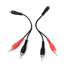 DRUT 2pcs. 15cm Single RCA Socket to 2 x RCA Phono Plugs Splitter Converter Audio Cable Adapter, (1 Female to 2 x Male) 0.5ft Set of 2