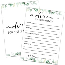 HQLOW 30 PCS Bridal Shower Games, Wedding Advice Cards for Bridal Shower, Party Advice and Wishes for the Newlyweds (Eucalyptus Botanical Style) -0001