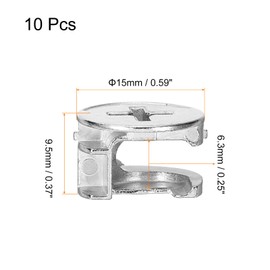 sourcing map Cam Lock Nut for Furniture, 10pcs 15x9.5mm Joint Connector Locking Nuts Furniture Connecting Cam Fittings