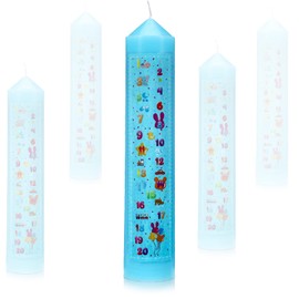 Jutom Birthday Countdown Candles Baby Shower Birthday Pillar Candle First 1-21 Pillar Blue Annual for Boys Baby Shower Favor 10 Inches Tall