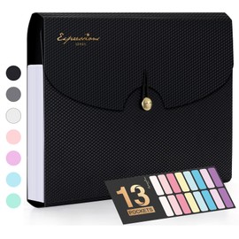 Sooez Expanding File Folder, 13 Pocket Accordion File Organizer, Monthly Expandable File Folder for Documents with Labels, Portable Bill Receipt Organizer for School Office Supplies, Letter A4 Size