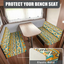 Tomeusey RV Couch Cover Set - 2 Pcs Aztec Tribal Print Slip Covers for Sofa Bed & Camper