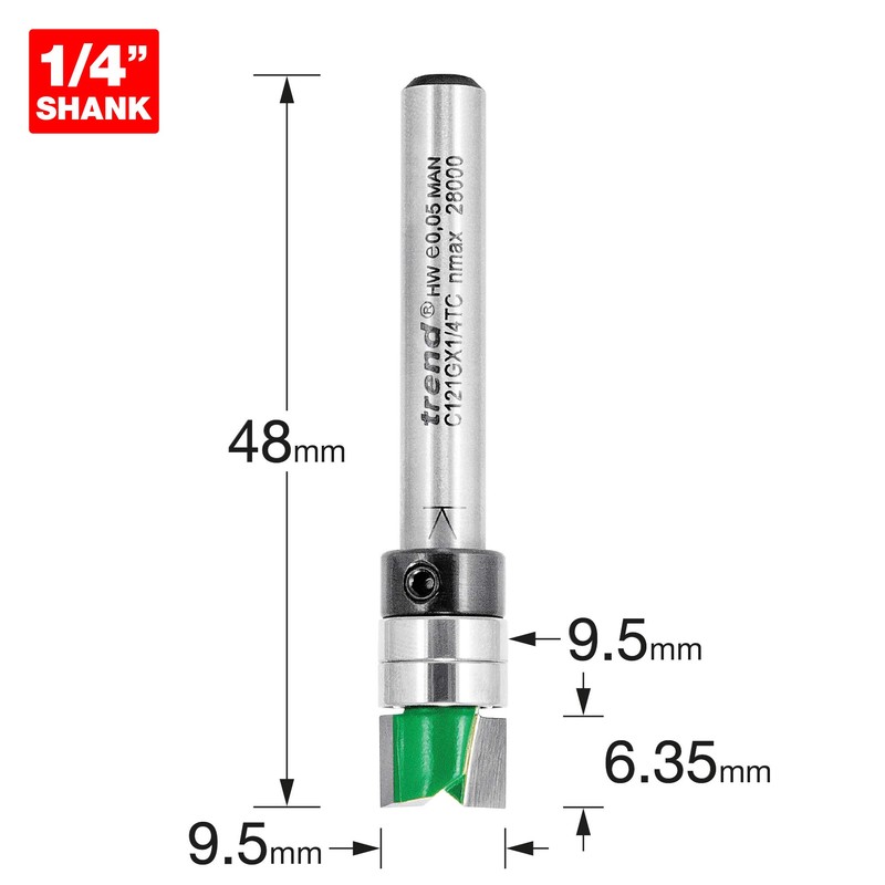 Trend CraftPro Guided Profiler Router Cutter Bit, 1/4 Inch Shank,