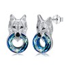 MEDWISE Wolf Earrings 925 Sterling Silver Crystal Earrings Wolf Studs