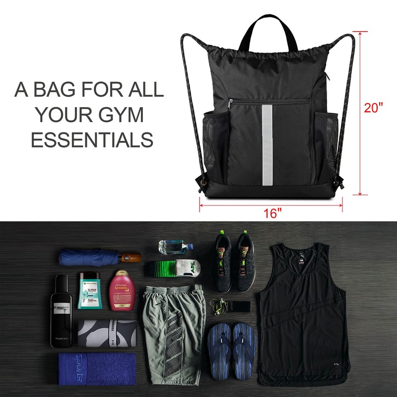 BeeGreen Drawstring Backpack – Gym & Sports Bag with Shoe