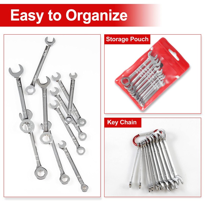 SPEEDWOX Mini Spanner Set SAE Ignition Wrench Set 10 Pcs