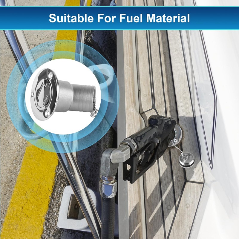 Boat Fuel Deck Fill/Filler with Keyless Cap with Screws, Marine