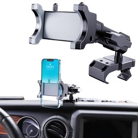 DIAMOOKY Upgraded Metal Phone Mount for Jeep Wrangler JL JLU 2018-2023 and Gladiator JT 2020 2021 2022 2023 Phone Holder Dash Mount System Kit Dashboard Accessories Driver Side (Not for 4xe)