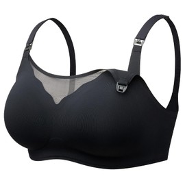 Momcozy Nursing Bras for Breastfeeding, Breathable Mesh Nursing Bras Comfort Maternity Bra Wireless Pregnancy Sleep Bra Black