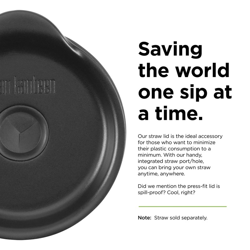 Klean Kanteen Unisex Straw Drinking Cap - Black, One Size