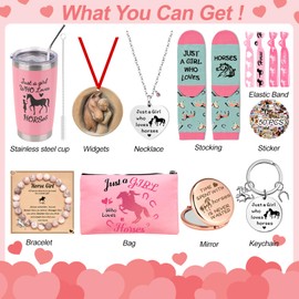 Elefama Horse Gifts for Girls Teens Women Horse Lovers Tumbler Cup Bracelet Necklace Socks 10PCS Horses Stuff Cool Boxes Set for Daughter Granddaughter Kids Christmas Birthday Back to School Presents