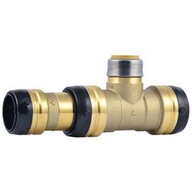 SharkBite 1-1/2 Inch x 1-1/4 Inch x 1 Inch Reducing Tee, Push To Connect Brass Plumbing Fitting, PEX Pipe, Copper, CPVC, PE-RT, HDPE, UXL08413528