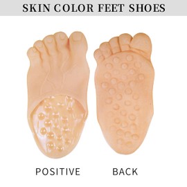 Chambom Funny Feet Slippers - Barefoot Slippers Novelty Plastic Costume Feet Toe Shoe Big Foot Realistic Costume Accessories Gag Gifts White Elephant Gifts