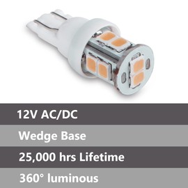 HUTTUUBUDU LED Landscape Light Bulbs 1W 12V Yellow White 2200K，7W Low Voltage Light Bulbs Equivalent，Wedge Base T5 Malibu Bulbs, Garden Light Bulbs, Landscape Bulbs 8 Pack