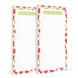 The Yellow Clip - Set de 2 Lista de super con imán para refri, listas de compras magnética, Magnetic Shopping List para refrigerador (Sandías)