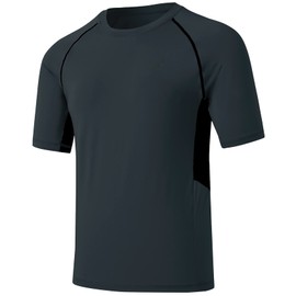 Huayuzh Men's UV Shirt Rash Guard T-Shirt Swimming Shirt Quick-Drying Lightweight Breathable Surfing Fishing Hiking Top, 5-Charcoal Grey