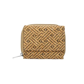 Hudson & James Ladies Designer Cork Vegan RFID Blocking Shield Compact Card Holder Wallet Purse Multi Card Women Clutch Wallet with Phone Pocket (Cork with Black Pattern)