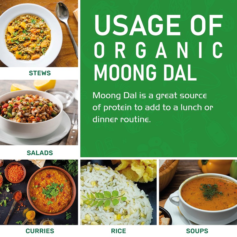 Jiva Organic Yellow Moong Dal 2 LB - Non-GMO, Gluten