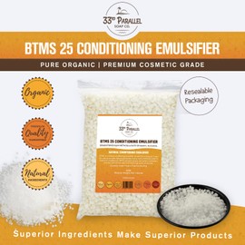 33RD PARALLEL | BTMS 25 (1 lbs / 16 Ounces) Conditioning Emulsifier | Behentrimonium Methosulfate Cetearyl Alcohol Emulsifying Conditioner | (1 POUND)