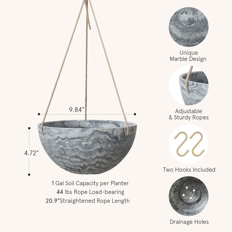 LA JOLIE MUSE Hanging Planter Flower Plant Pots - 9.84