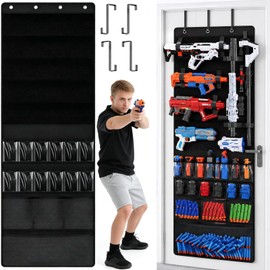 Over the Door Organizer for Toy Guns, Storage Hanger with Pockets & Slots