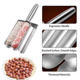 Triple Meatball Maker, Stainless Steel Meatball Maker with Cutting Spade, Manual Meatball Maker Tool, Non-Stick Meatball Making Mold, DIY Quick Cooking Meatballs (Triple)