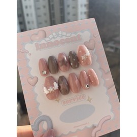 Choconara Berry Star Handmade Nail Tips - Short Round Square / 초코나라 베리별 수제네일팁 - 숏라운드스퀘어