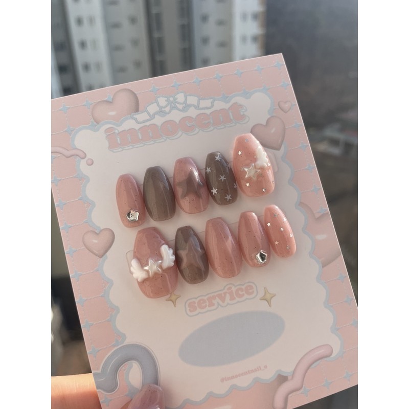 Choconara Berry Star Handmade Nail Tips - Short Round Square