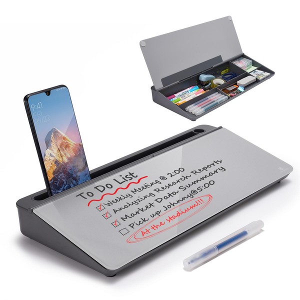 TSJ OFFICE Desktop Whiteboard Dry-Erase-Board - Computer Keyboard Stand White