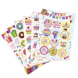 Lotsdonxia 125PCS Colorful and Festive Birthday Party Stickers, Perfect for Embellishing Party Decorations or Wrapping Birthday Gifts
