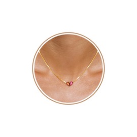 Gold Necklace for Women with Ruby, Birthstone Necklace for Women July Birthday Gifts Dainty Gold Necklaces with Granet Christmas Jewelry