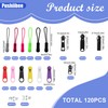Pushiibee 120Pcs Zipper Pull Replacement Kit, Multicolor Zipper Repair Kit,