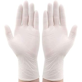 Pack of 100 White Latex Disposable Gloves, Food Grade Kitchen Gloves, Cleaning Gloves (Small)