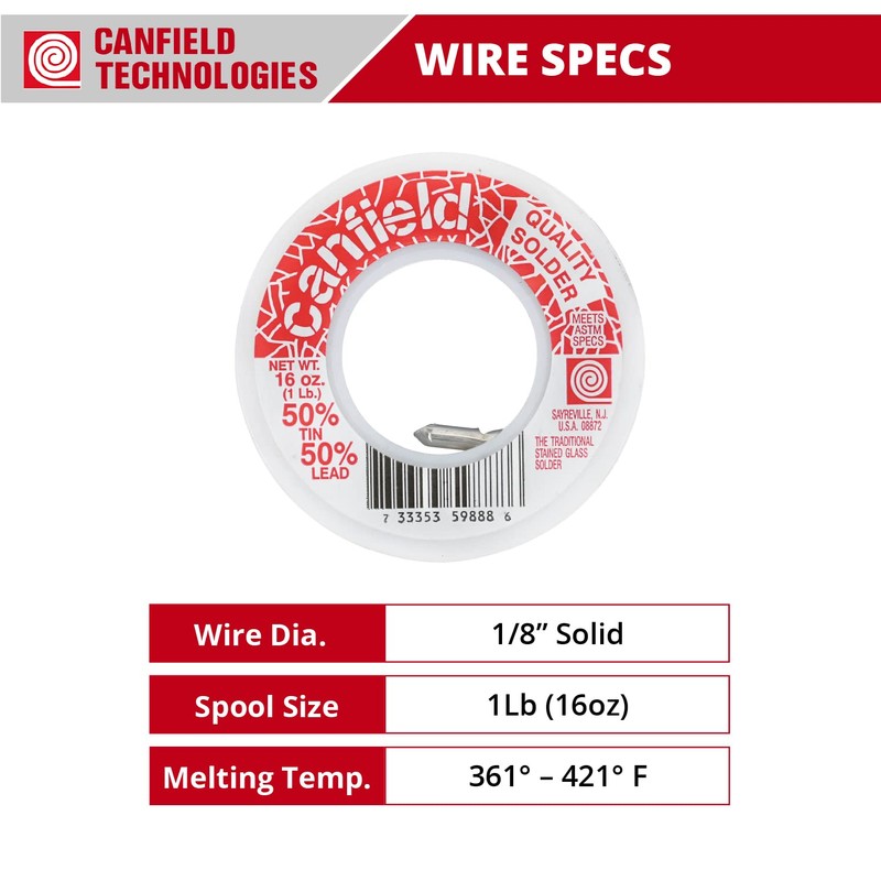 Canfield 50/50 solder for stained glass 1 Lb Spool