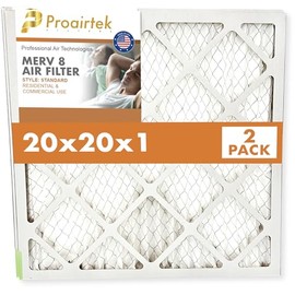 Proairtek AF20201M08SWH Model 20x20x1 Pack of 2 Air Filters, MERV 8; Ideal for Anyone Wanting Clean, Crisp Air in Their Home