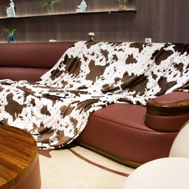 Fleece Cow Print Blanket Queen Size, Bed Blanket Soft Fuzzy Cozy Lightweight Cow Throws Warm Blankets Plush Gift Cow Home Decor 90" x 90"